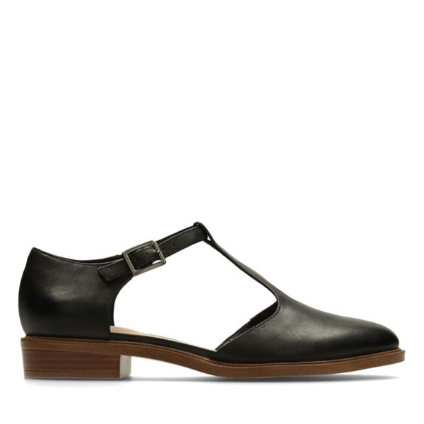 Clarks Womens Taylor Palm Flat Shoes Black | USA-5097413